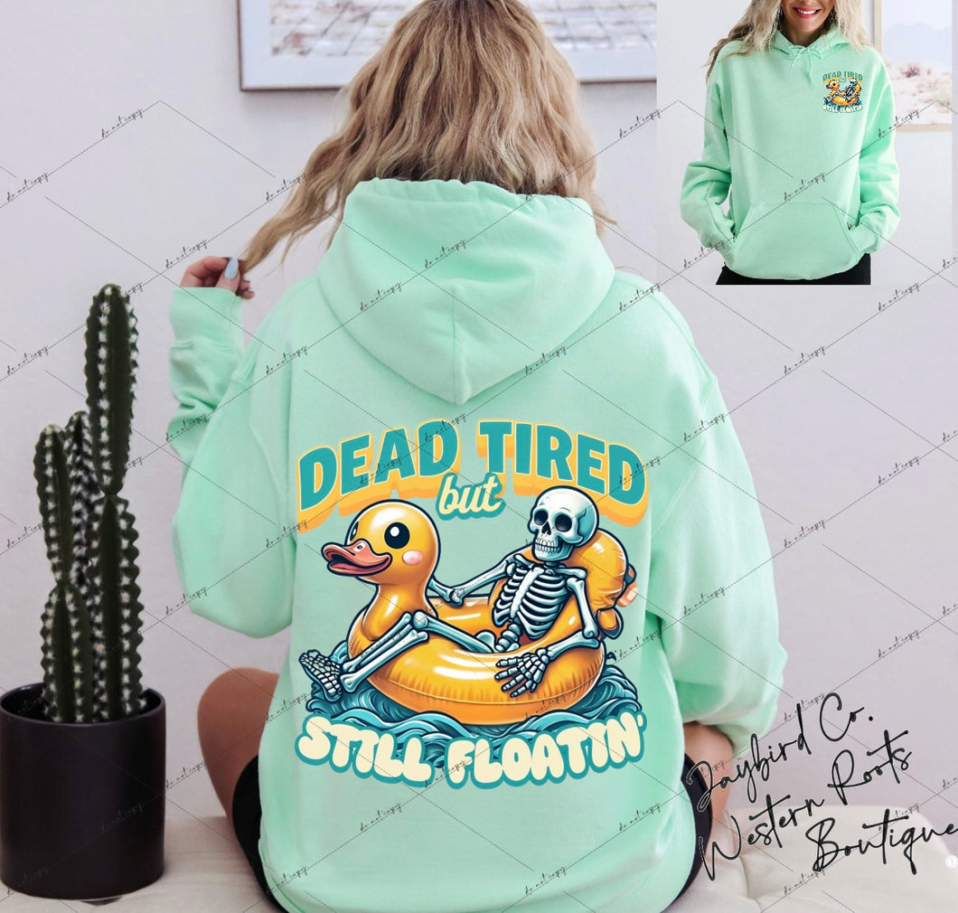 DEAD TIRED STILL FLOATIN SWEATSHIRT | MINT GREEN | ORCHID | DARK HEATHER | WHITE