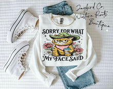 Load image into Gallery viewer, SORRY FOR WHAT MY FACE SAID HOODIE/CREW SWEATSHIRT
