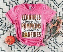 Load image into Gallery viewer, PUMPKINS FLANNELS BONFIRES BLEACHED TEE
