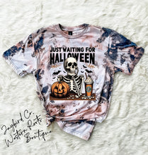Load image into Gallery viewer, WAITING FOR HALLOWEEN SKELLI BLEACHED TEE
