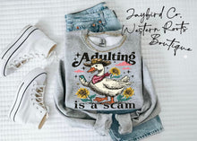 Load image into Gallery viewer, ADULTING IS A SCAM HOODIE/CREW SWEATSHIRT
