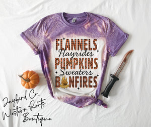 PUMPKINS FLANNELS BONFIRES BLEACHED TEE
