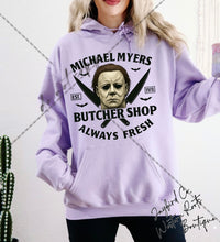 Load image into Gallery viewer, MICHAEL MYERS SWEATSHIRT | MINT GREEN | ORCHID | DARK HEATHER | WHITE
