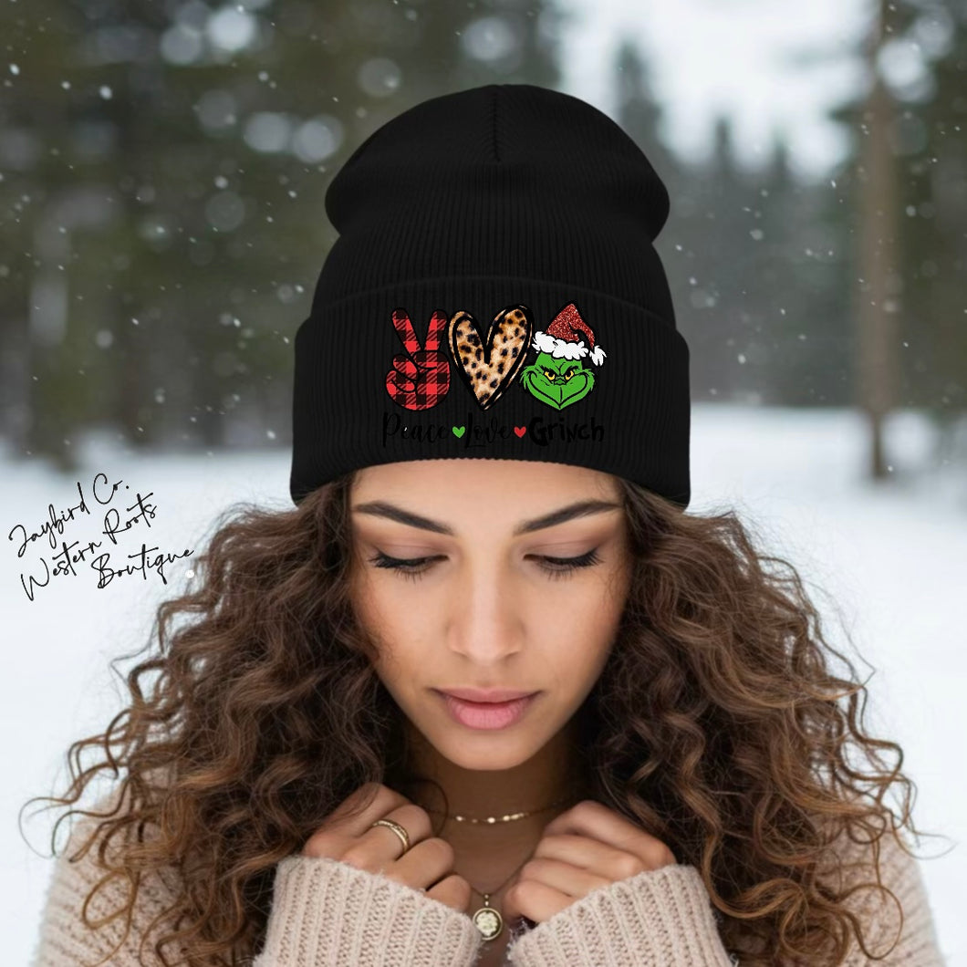 PEACE LOVE GRINCH | BEANIE HAT
