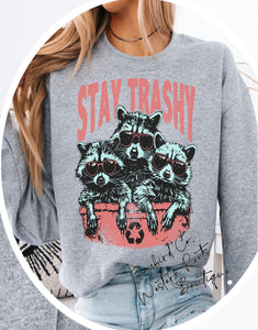 STAY TRASHY SWEATSHIRT | ASH GRAY | SPORT GRAY | SAND | FOREST GREEN