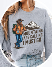 Load image into Gallery viewer, BIGFOOT THE MOUNTAINS ARE CALLING SWEATSHIRT | ASH GRAY | SPORT GRAY | SAND | FOREST GREEN
