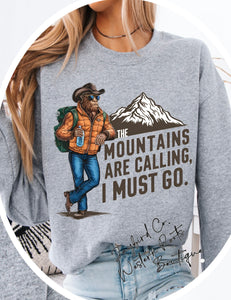 BIGFOOT THE MOUNTAINS ARE CALLING SWEATSHIRT | ASH GRAY | SPORT GRAY | SAND | FOREST GREEN
