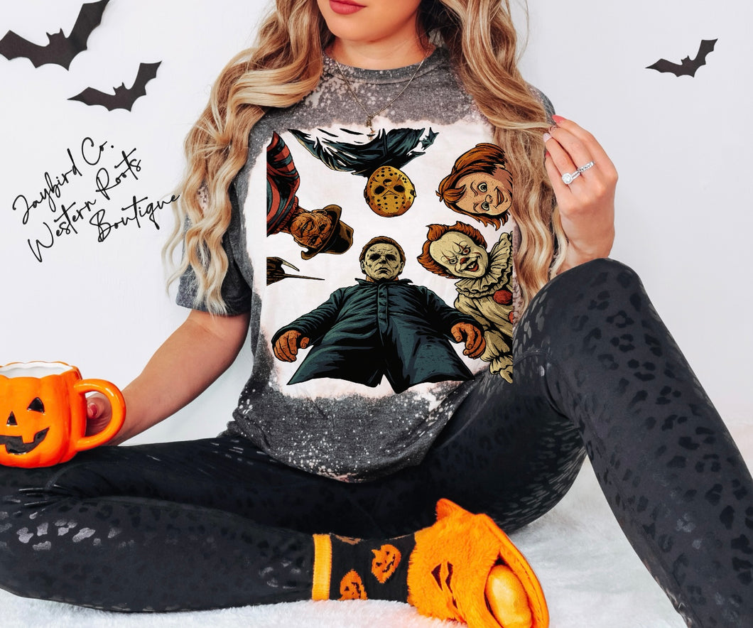 HORROR FACES BLEACHED TEE