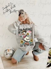 Load image into Gallery viewer, ADULTING IS A SCAM HOODIE/CREW SWEATSHIRT
