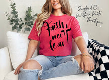 Load image into Gallery viewer, FAITH OVER FEAR BLEACHED TEE
