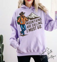 Load image into Gallery viewer, BIGFOOT THE MOUNTAINS ARE CALLING SWEATSHIRT | MINT GREEN | ORCHID | DARK HEATHER | WHITE

