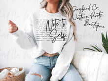 Load image into Gallery viewer, NOTE TO SELF HOODIE/CREW SWEATSHIRT
