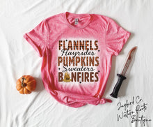Load image into Gallery viewer, PUMPKINS FLANNELS BONFIRES BLEACHED TEE
