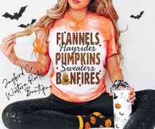 Load image into Gallery viewer, PUMPKINS FLANNELS BONFIRES BLEACHED TEE
