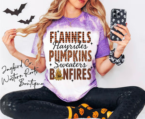 PUMPKINS FLANNELS BONFIRES BLEACHED TEE