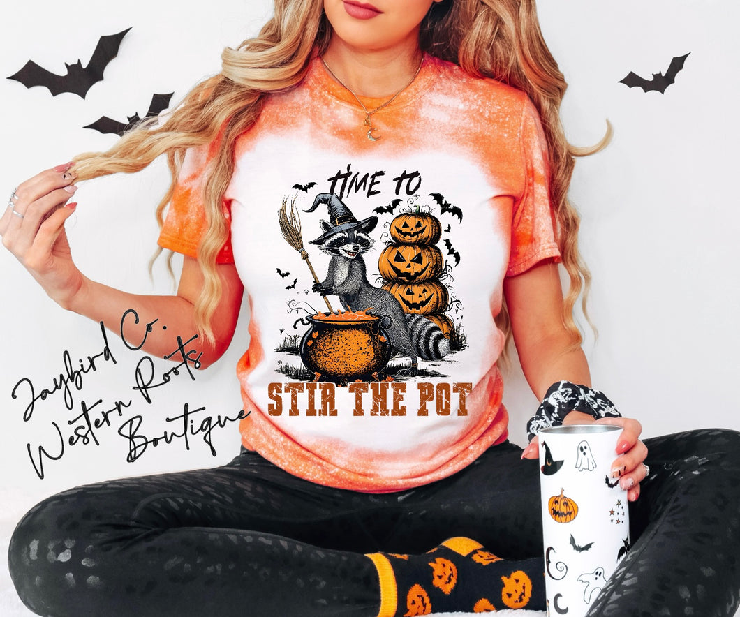 STIR THE POT RACCOON BLEACHED TEE