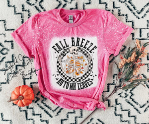 FALL BREEZE AUTUMN LEAVES BLEACHED TEE