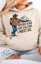 Load image into Gallery viewer, BIGFOOT THE MOUNTAINS ARE CALLING SWEATSHIRT | ASH GRAY | SPORT GRAY | SAND | FOREST GREEN
