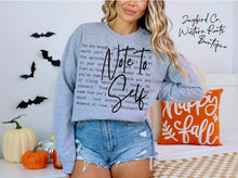 Load image into Gallery viewer, NOTE TO SELF HOODIE/CREW SWEATSHIRT

