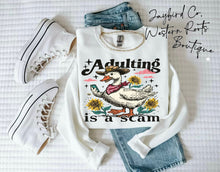 Load image into Gallery viewer, ADULTING IS A SCAM HOODIE/CREW SWEATSHIRT
