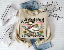 Load image into Gallery viewer, ADULTING IS A SCAM HOODIE/CREW SWEATSHIRT
