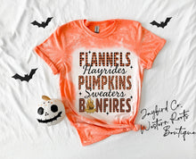 Load image into Gallery viewer, PUMPKINS FLANNELS BONFIRES BLEACHED TEE
