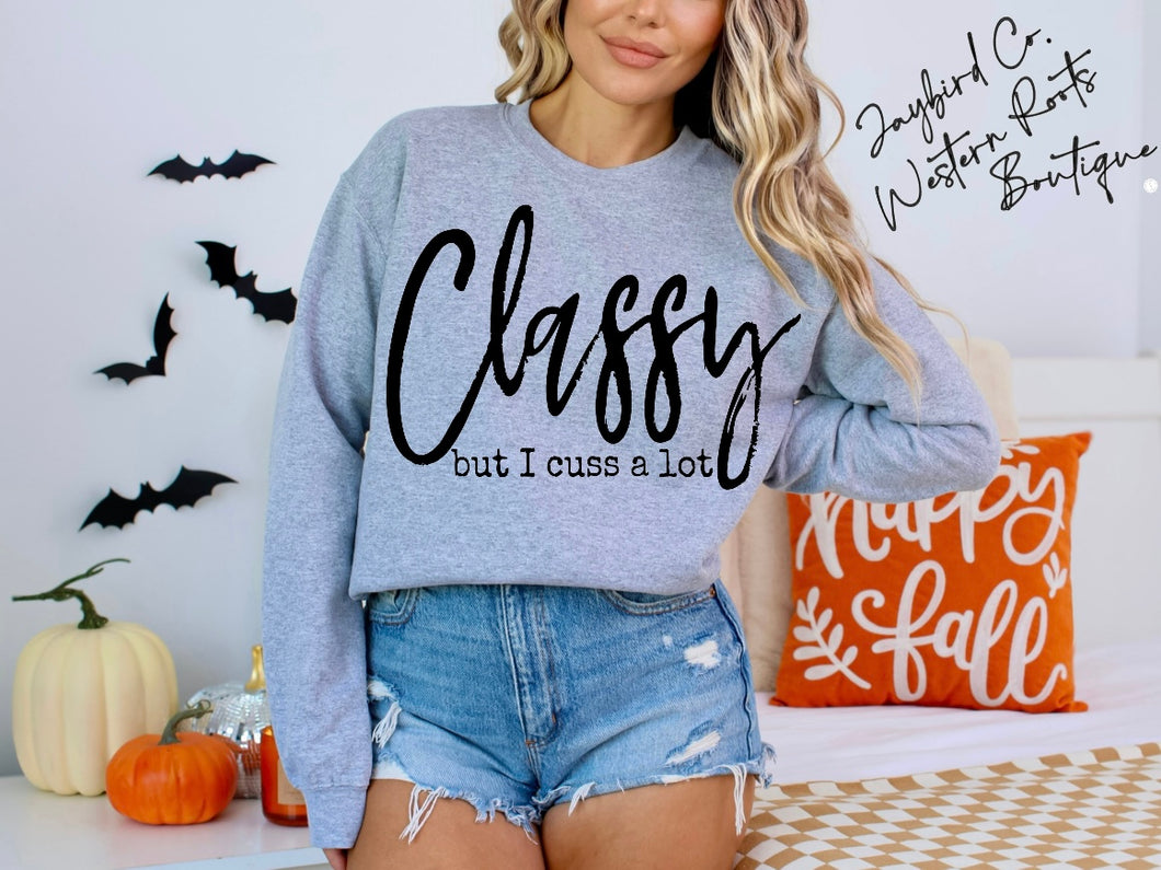 CLASSY BUT I CUSS ALOT | ASH GRAY | SPORT GRAY | SAND | FOREST GREEN