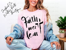 Load image into Gallery viewer, FAITH OVER FEAR BLEACHED TEE
