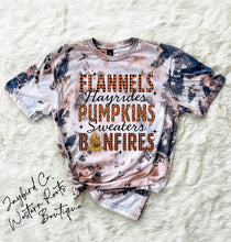 Load image into Gallery viewer, PUMPKINS FLANNELS BONFIRES BLEACHED TEE

