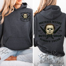 Load image into Gallery viewer, MICHAEL MYERS SWEATSHIRT | MINT GREEN | ORCHID | DARK HEATHER | WHITE
