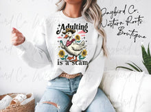 Load image into Gallery viewer, ADULTING IS A SCAM HOODIE/CREW SWEATSHIRT

