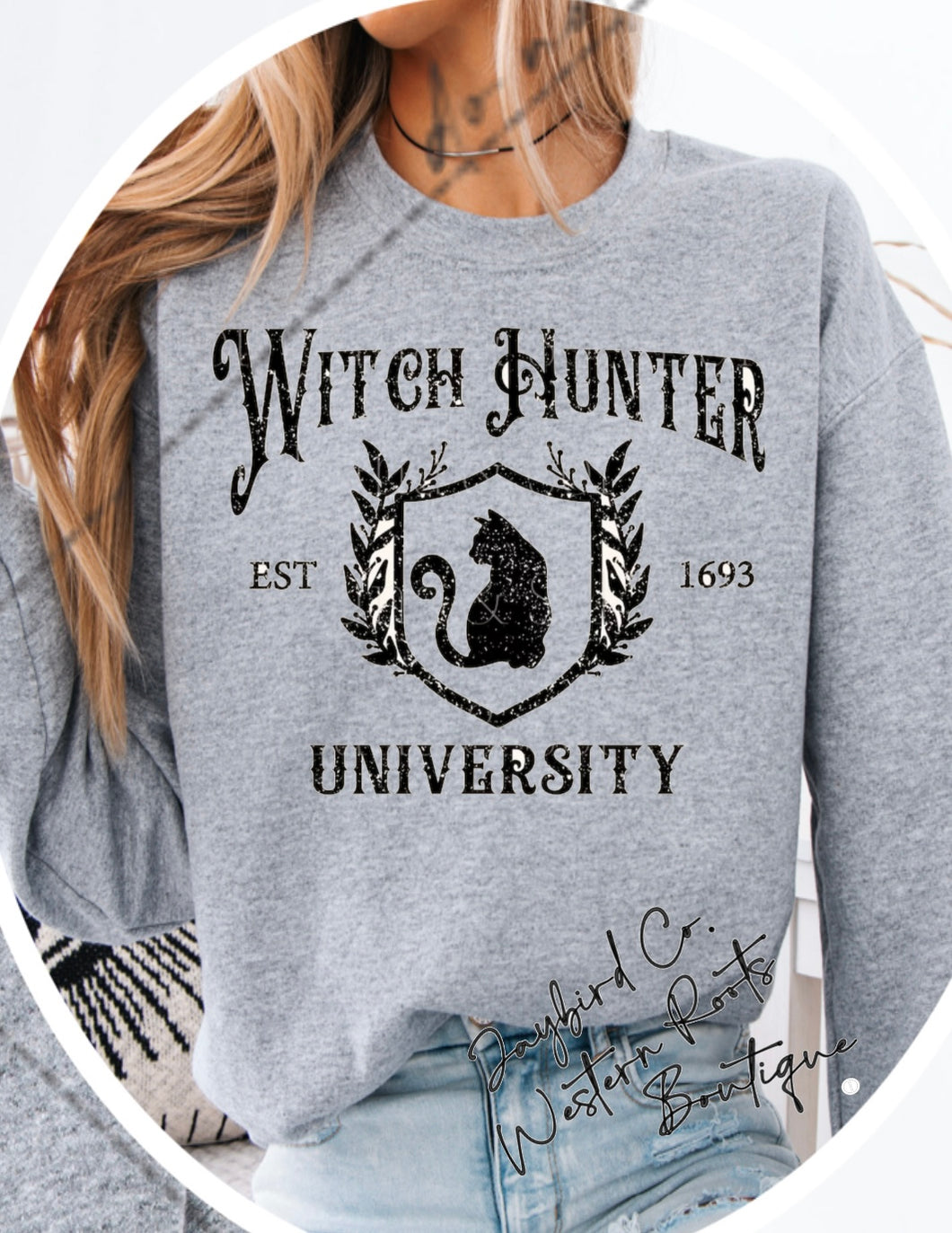 WITCH HUNTER UNIVERSITY SWEATSHIRT | ASH GRAY | SPORT GRAY | SAND | FOREST GREEN