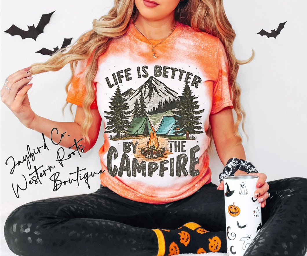LIFE IS BETTER BY THE CAMPFIRE BLEACHED TEE