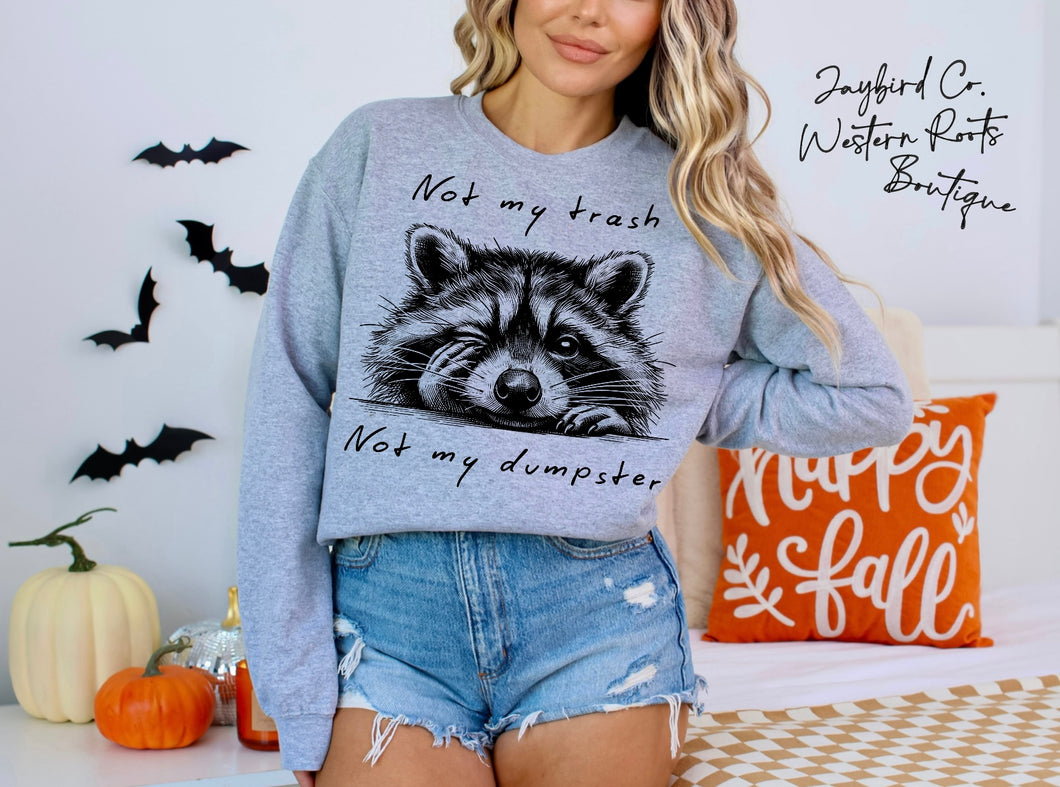 NOT MY TRASH NOT MY DUMPSTER RACOON | ASH GRAY | SPORT GRAY | SAND | FOREST GREEN