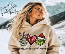 Load image into Gallery viewer, PEACE LOVE GRINCH | ASH GRAY | SPORT GRAY | SAND | WHITE
