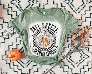 FALL BREEZE AUTUMN LEAVES BLEACHED TEE