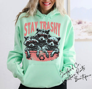 STAY TRASHY SWEATSHIRT | MINT GREEN | ORCHID | DARK HEATHER | WHITE