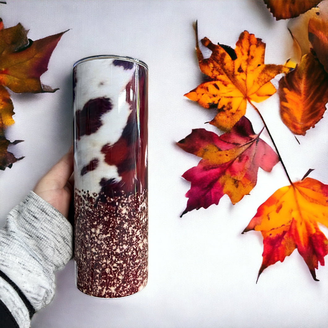 20oz COWHIDE GLITTER TUMBLER