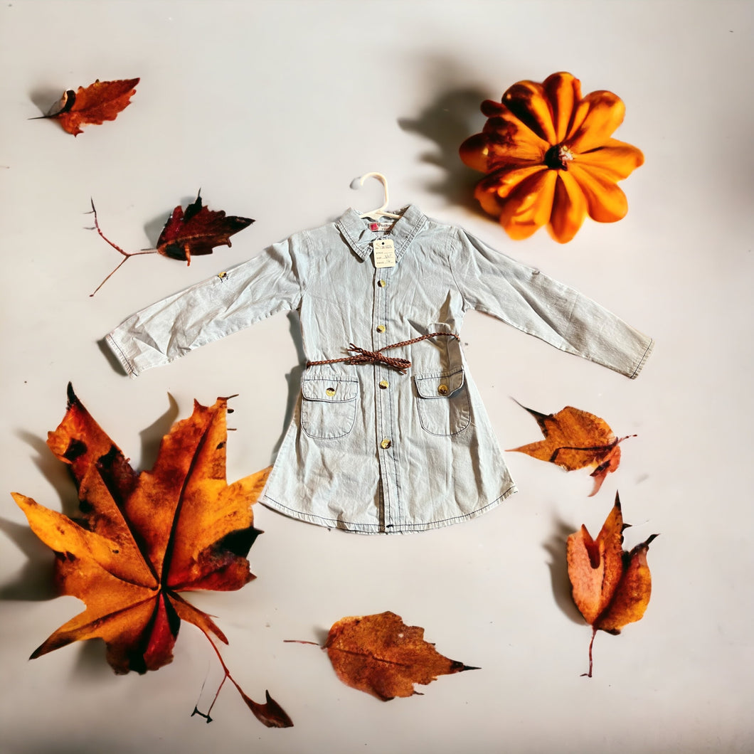 Girls Back To School Denim Dress With Pockets All Seasons Outfit