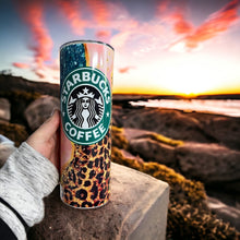 Load image into Gallery viewer, 20oz STARBUCKS CHEETAH PRINT GLITTER TUMBLER
