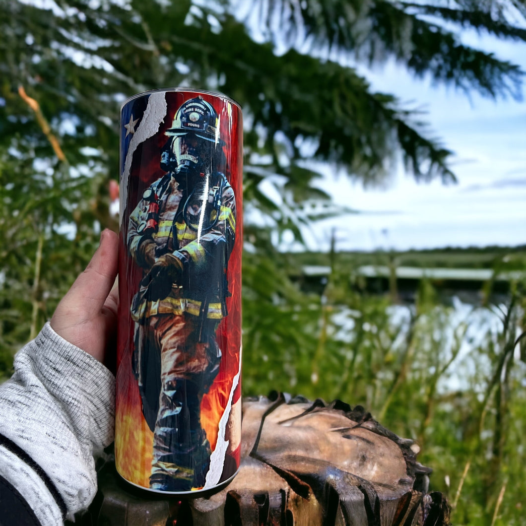 20oz Firefighter Flag Tumbler