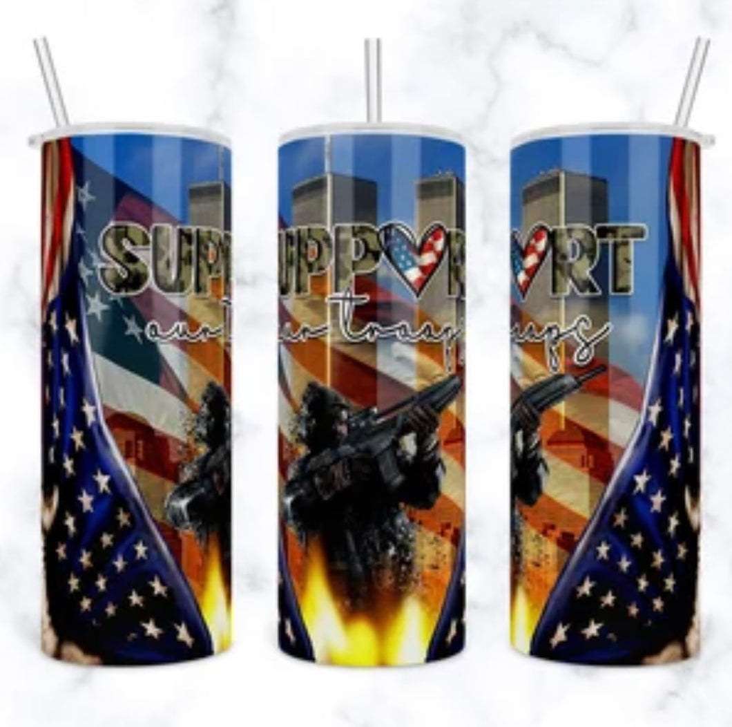20oz SUPPORT TROOPS TUMBLER